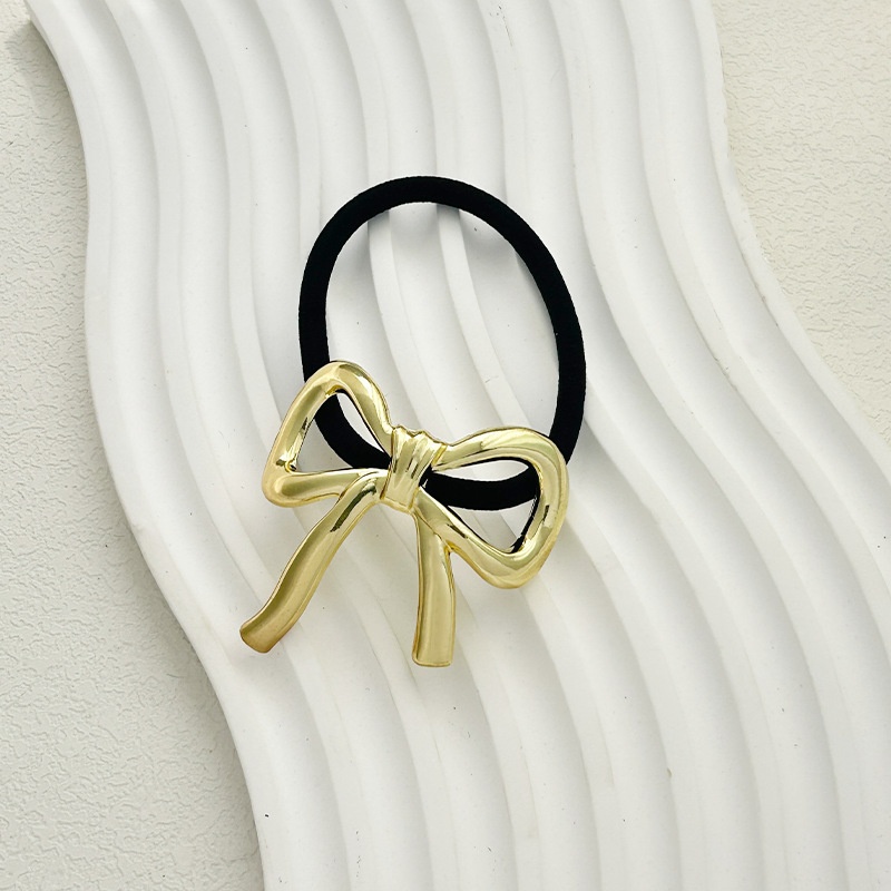 Women's Versatile Retro Alloy Elastic Hair Ties Round Cold Tone