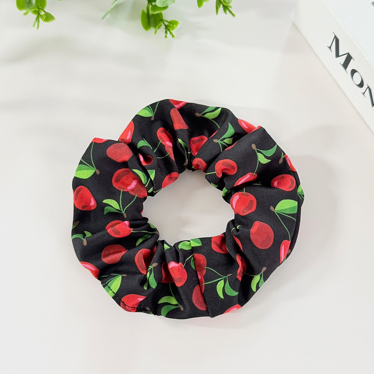Women's High Elastic Fabric Hair Tie Sweet Cherry Strawberry Print
