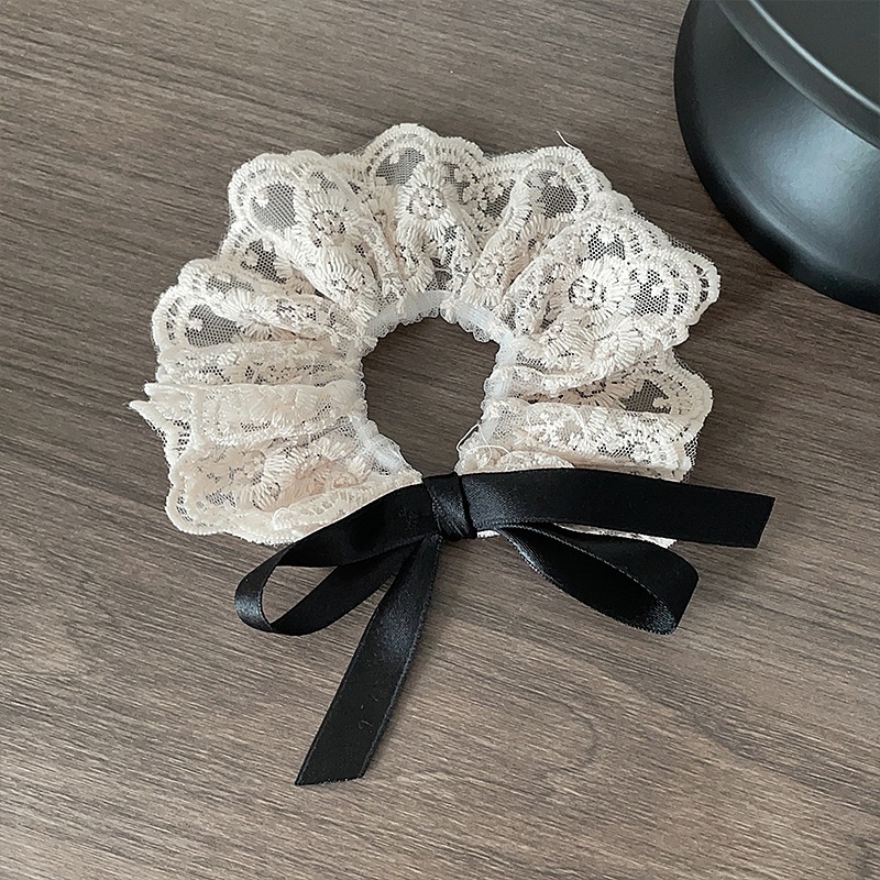 Women Daily Oversized High Elastic Lace Hair Scrunchie Elegant Floral