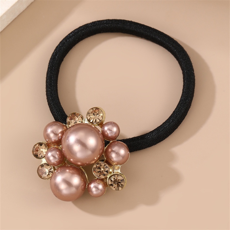 Women's High Elasticity Hair Tie Accessory French Alloy Pearl