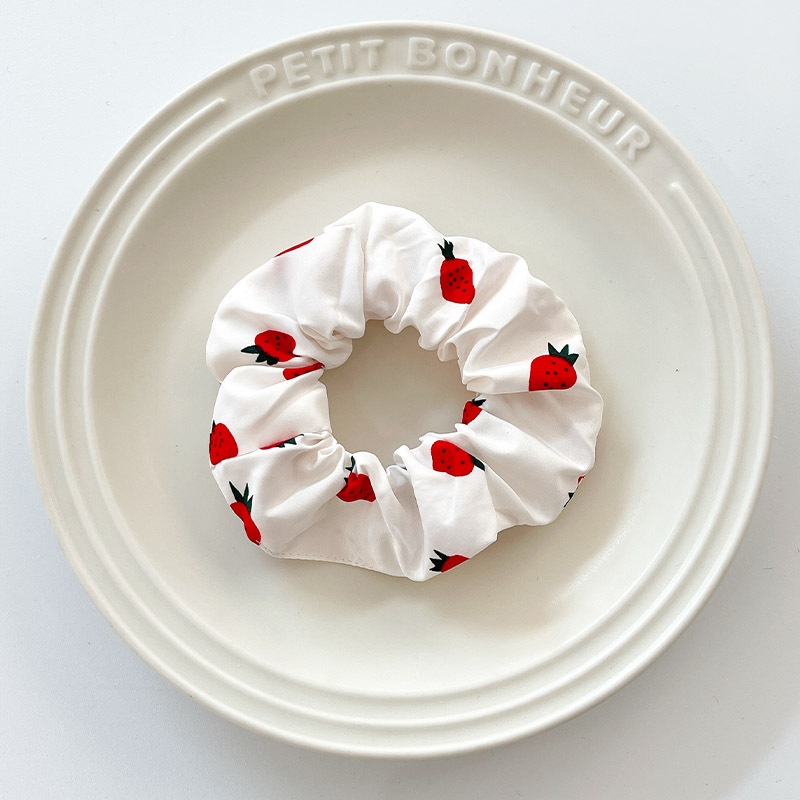 Women's Summer Fabric Scrunchie Pleated Plaid Leopard Hair Tie