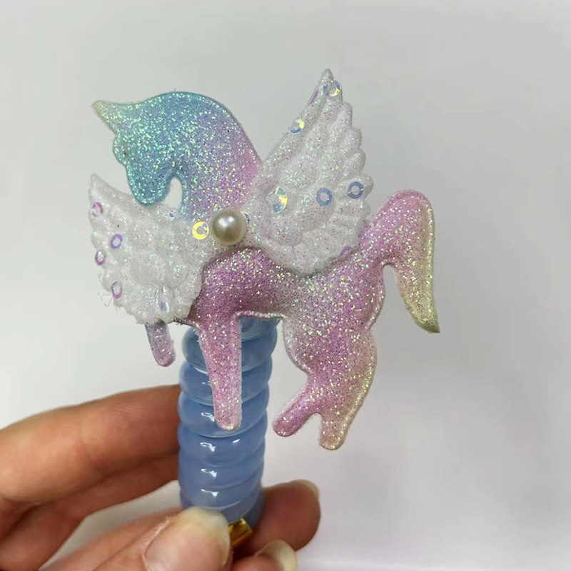 Girls Silicone Telephone Cord Ponytail Hair Rope Sweet Cartoon Butterfly