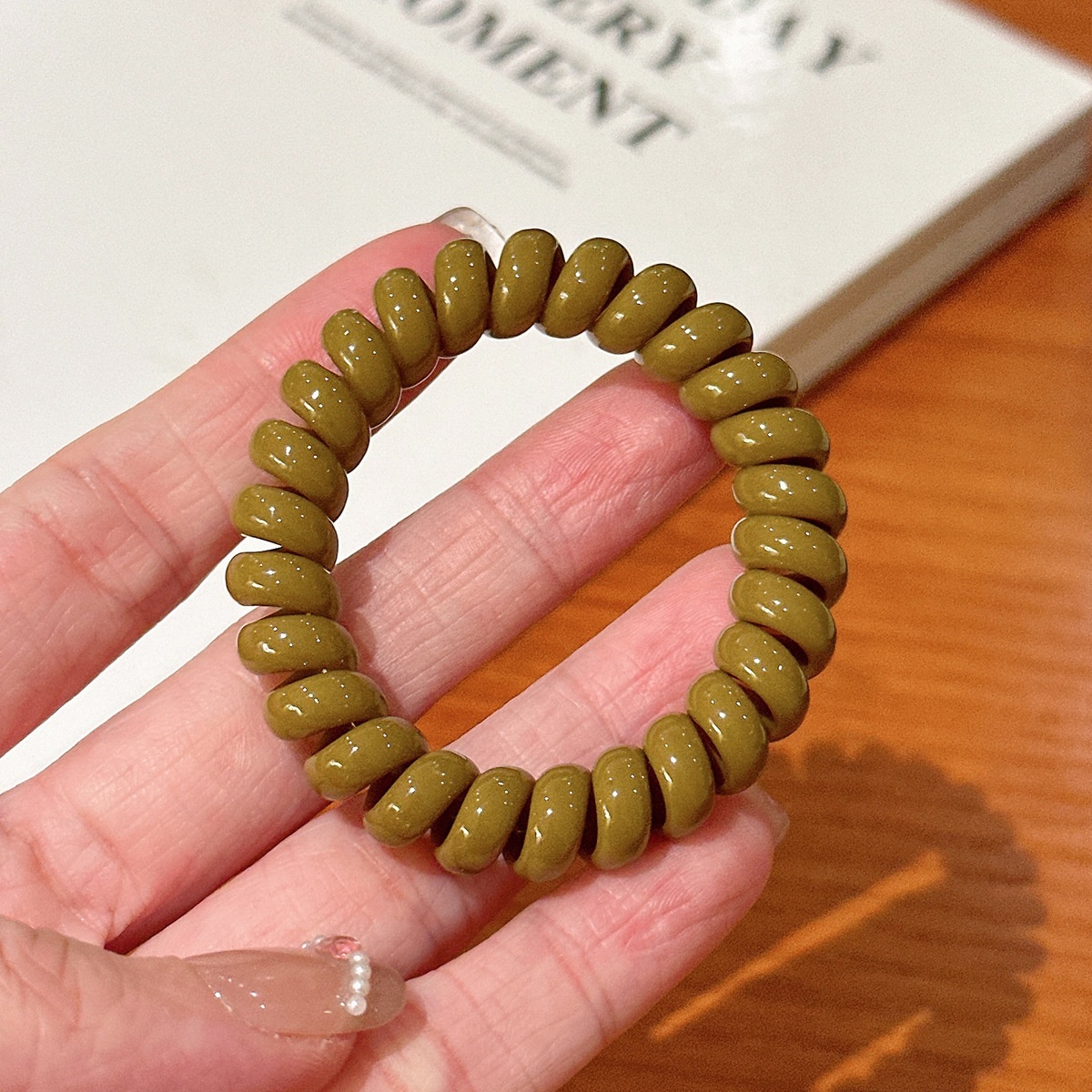 Girls Sweet Traceless Spiral Telephone Wire Hair Ties Candy Color