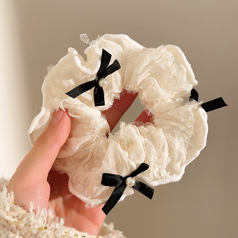 Women's Sweet Lace Ponytail Hair Tie Cloth Scrunchie Coral Lily Floral