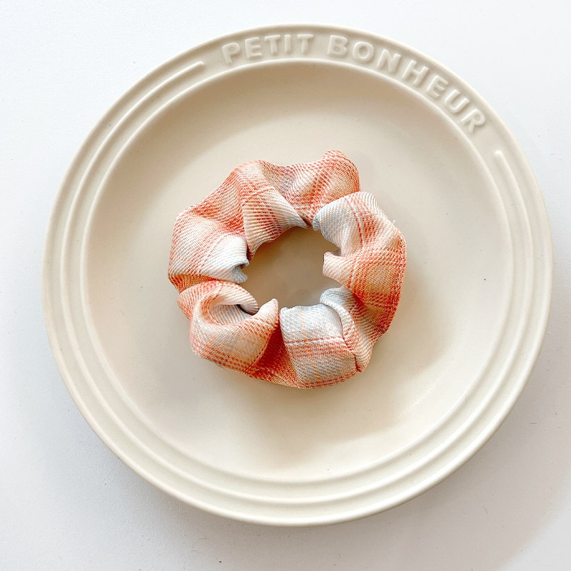 Women's Summer Fabric Scrunchie Pleated Plaid Leopard Hair Tie