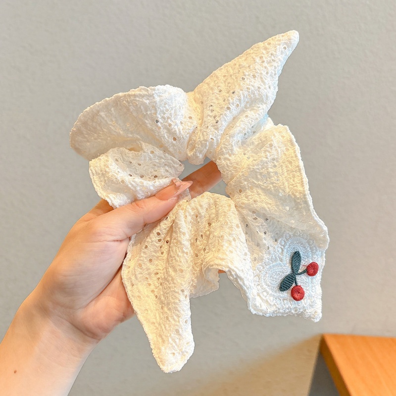 Women Daily Oversized High Elastic Lace Hair Scrunchie Elegant Floral