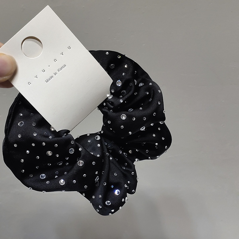 Women's Flashing Diamond Travel Hair Scrunchies Khaki Apricot Grey Black