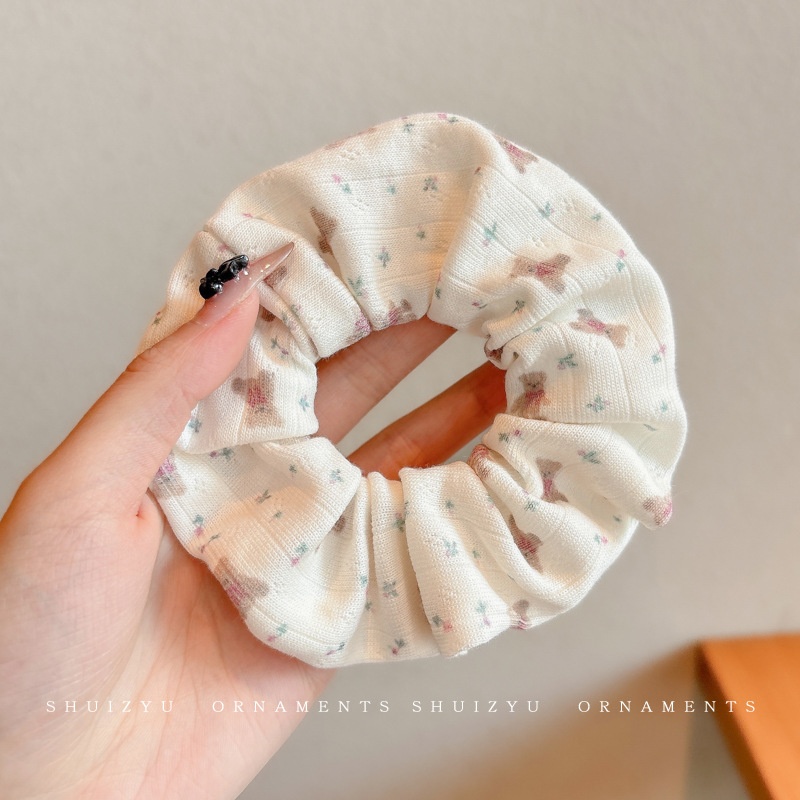 Women's Spring High-End Silky Pleated Pearl Streamer Large Hair Ring