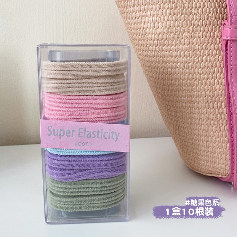 Women High Elastic Cloth Hair Tie No Damage Ponytail Ring Candy Color