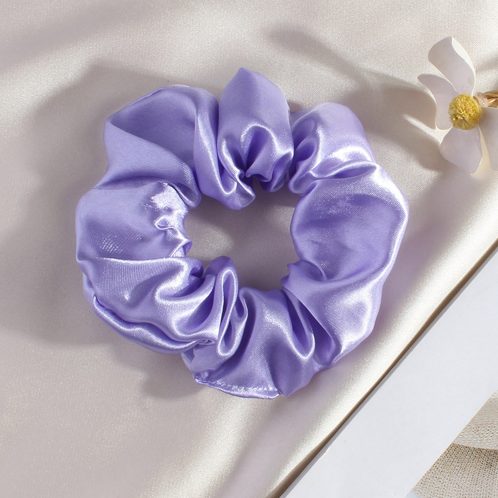 Women's Elegant Summer French Satin Hair Scrunchie Solid Purple