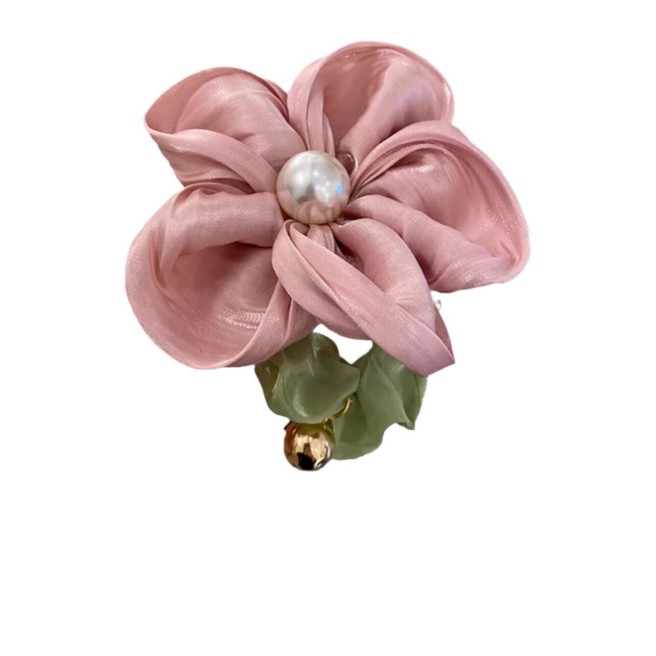 Women's High Elastic Pearl Telephone Cord Hair Tie Holiday Floral Scrunchie