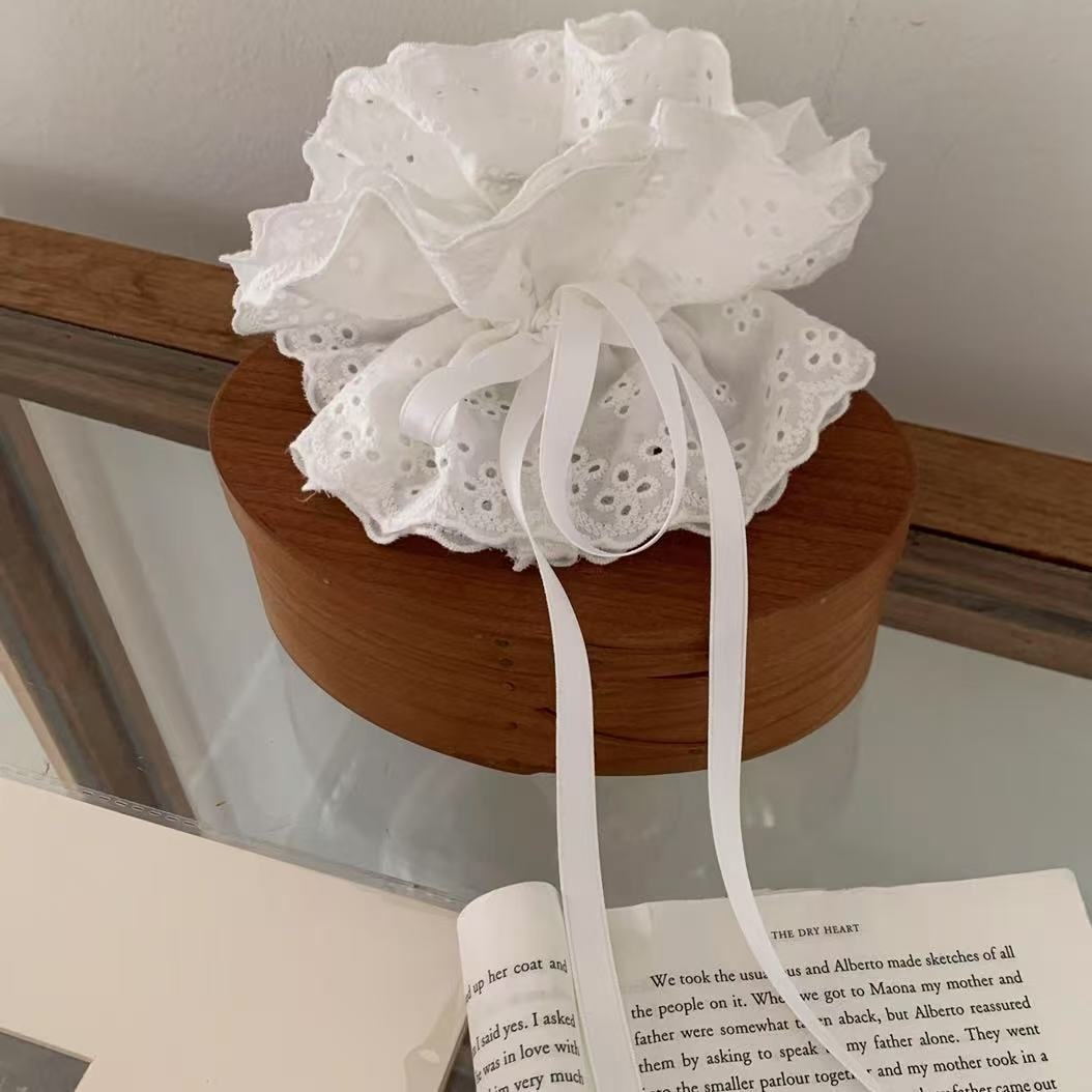 Women's High-End Large Cloth Bun Scrunchie Hair Tie Striped