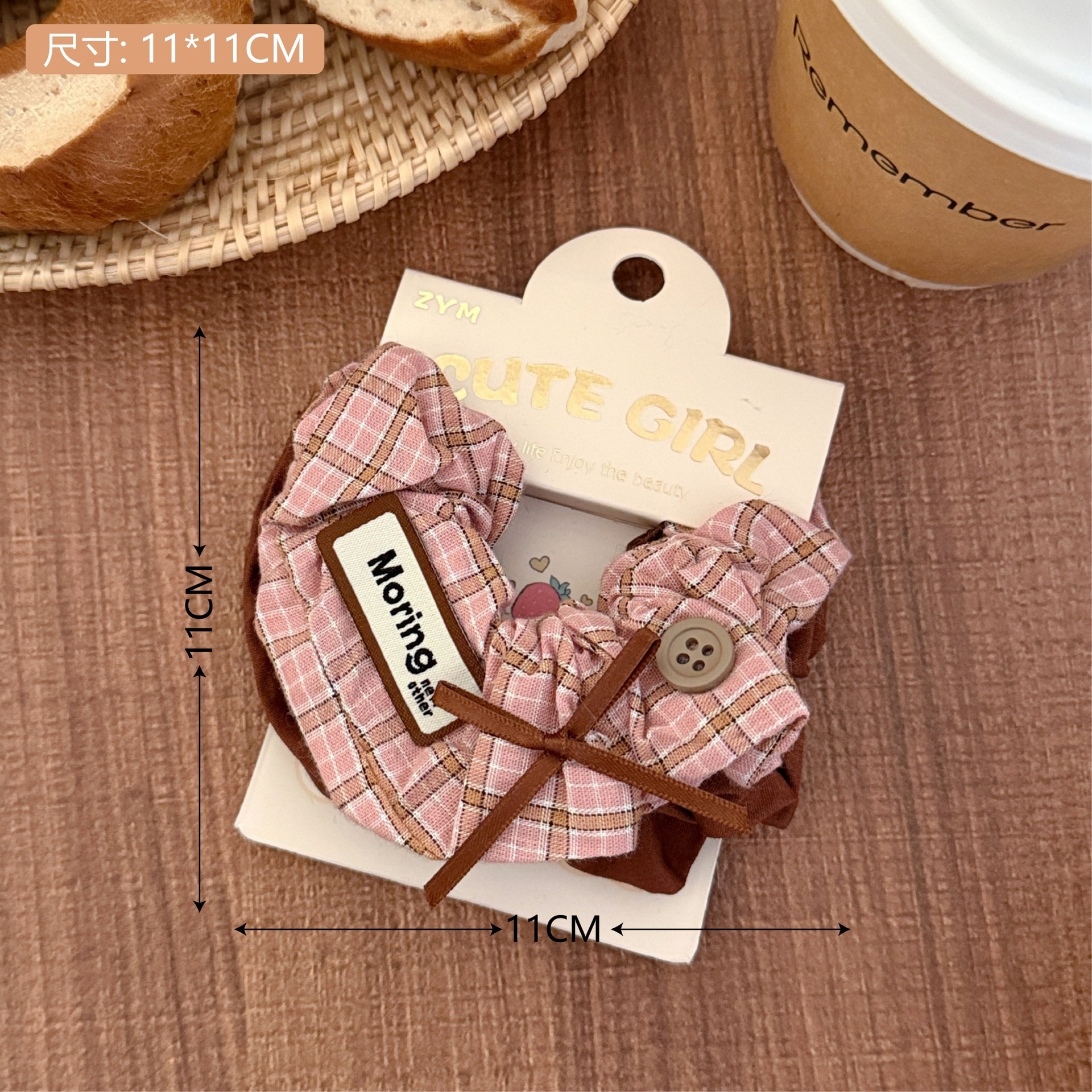 Girls Sweet Cloth Scrunchie Long Ribbon Bow Red Cherry Pattern