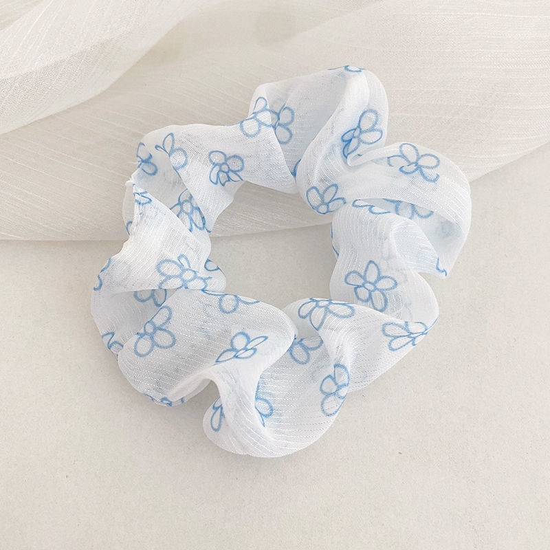 Women's Cloth Lace Scarf Scrunchie Daily Hair Tie Spring Tulip Floral