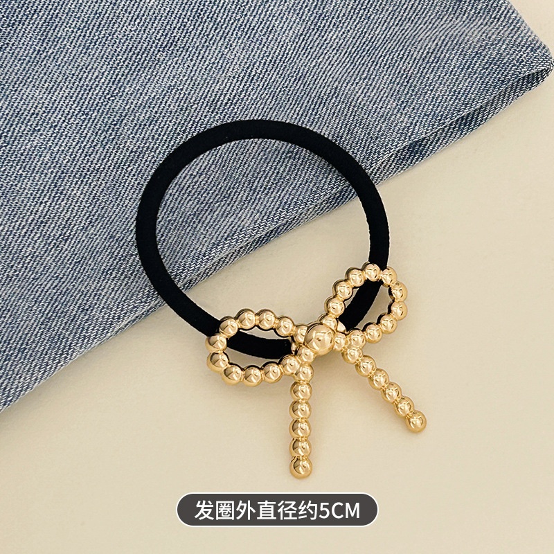 Women's Versatile Retro Alloy Elastic Hair Ties Round Cold Tone
