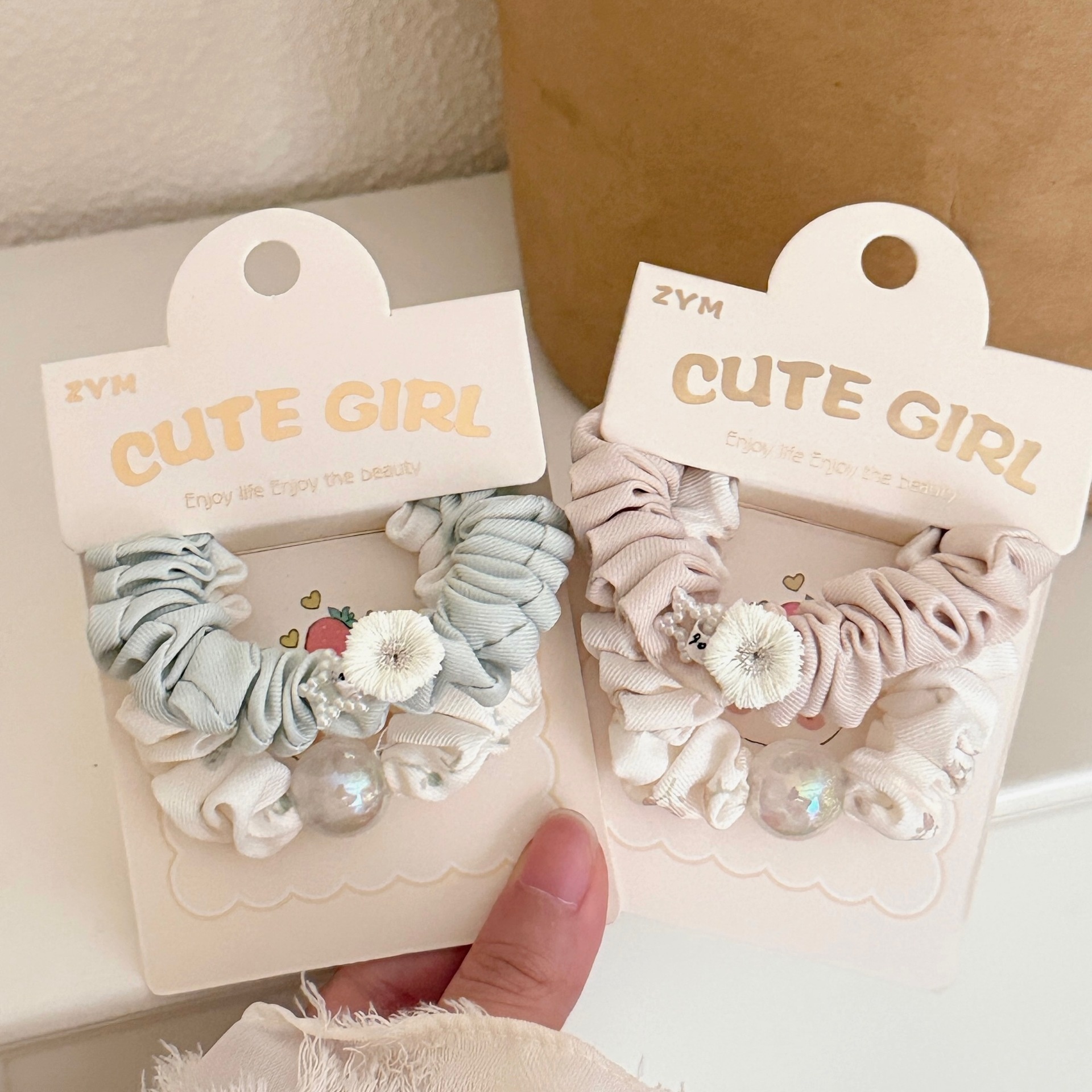 Girls Elastic Fabric Ponytail Holder Hair Bands Sweet Floral Print