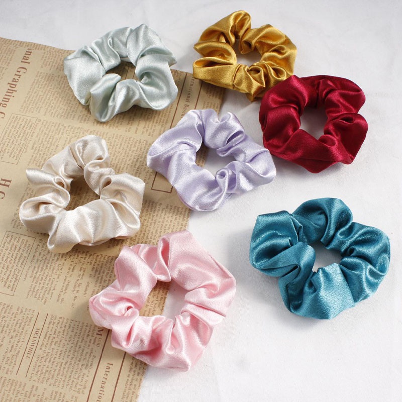 Women's Simple Satin Scrunchie Daily Ponytail Hair Tie Solid Color