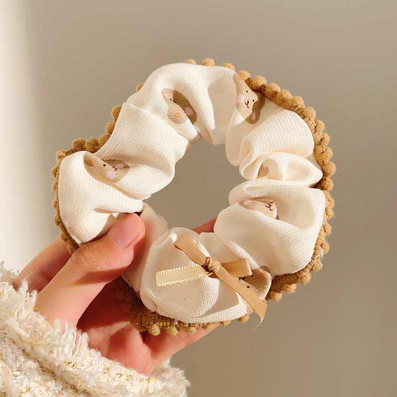 Women's Sweet Lace Ponytail Hair Tie Cloth Scrunchie Coral Lily Floral