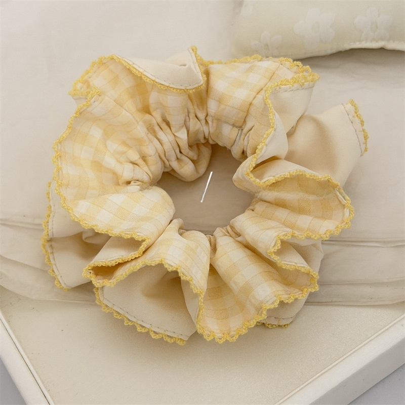 Women's Spring Summer Cloth Hair Scrunchie Sweet Purple Plaid