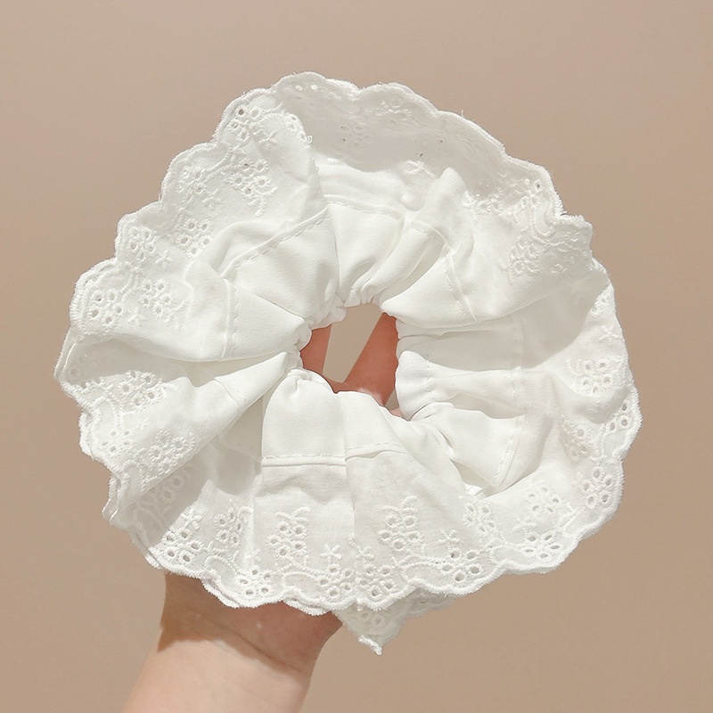 Women Daily Oversized High Elastic Lace Hair Scrunchie Elegant Floral