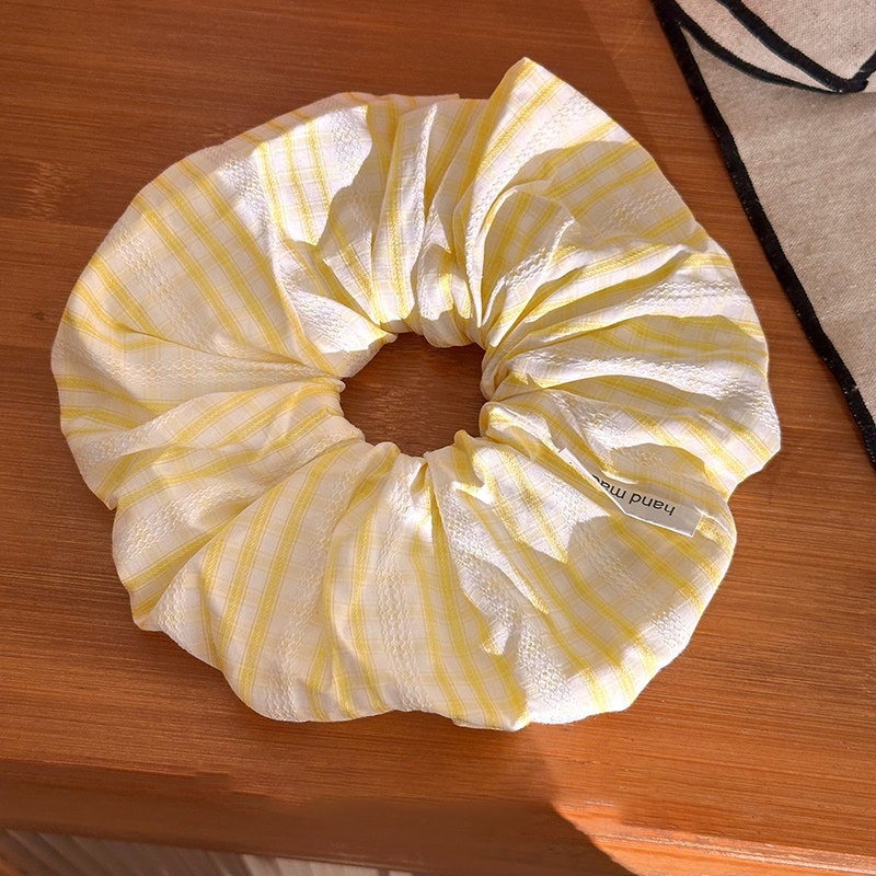 Women's Sweet Satin Hair Tie For Autumn And Winter Yellow Plaid