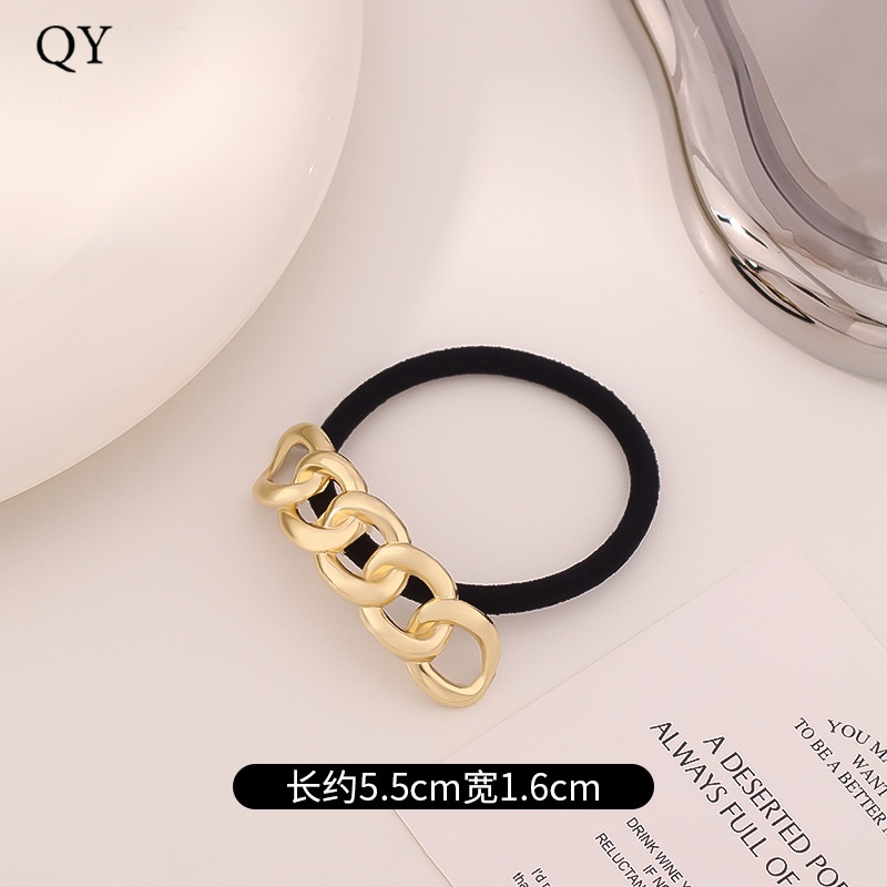 Women's Versatile Retro Alloy Elastic Hair Ties Round Cold Tone