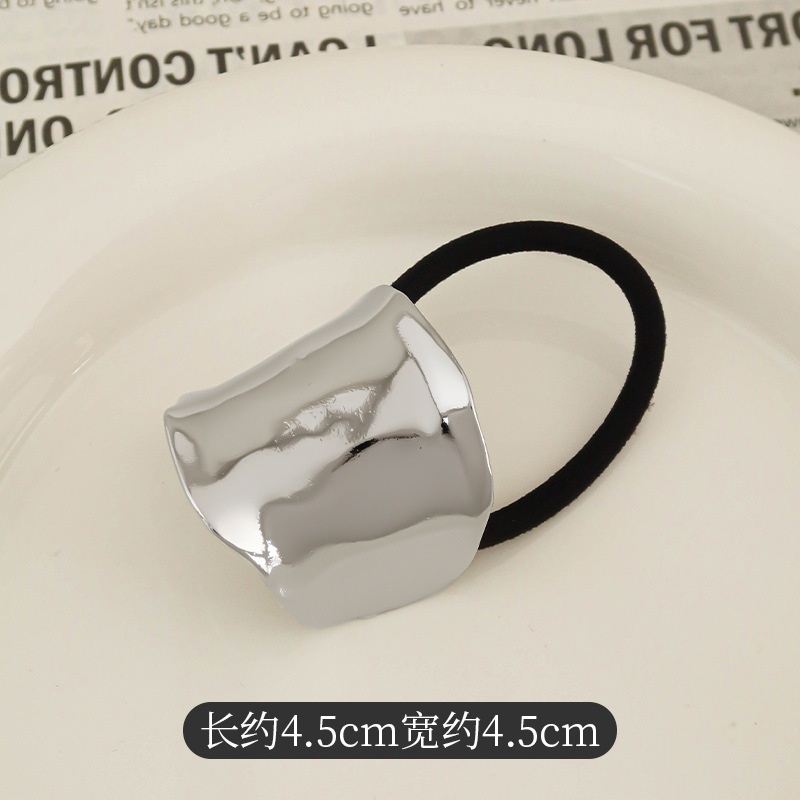 Women's Versatile Retro Alloy Elastic Hair Ties Round Cold Tone