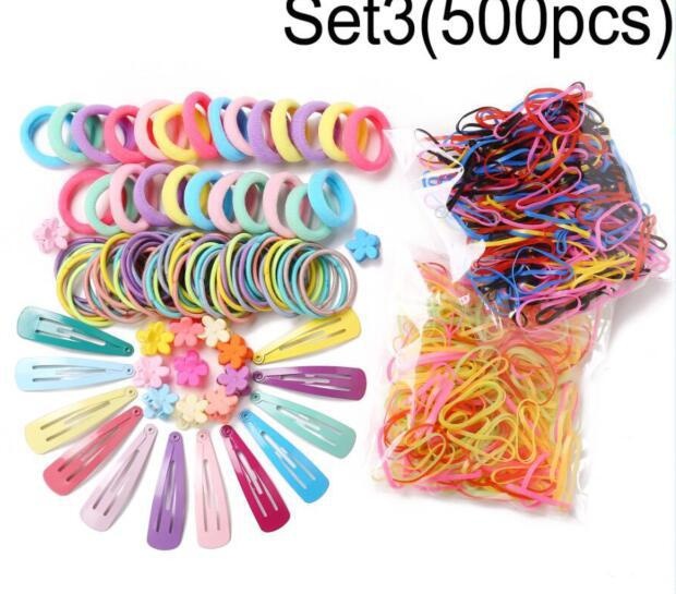 Girls Cute Hair Accessories Set Rubber Band Ties Simple Knitted Petals