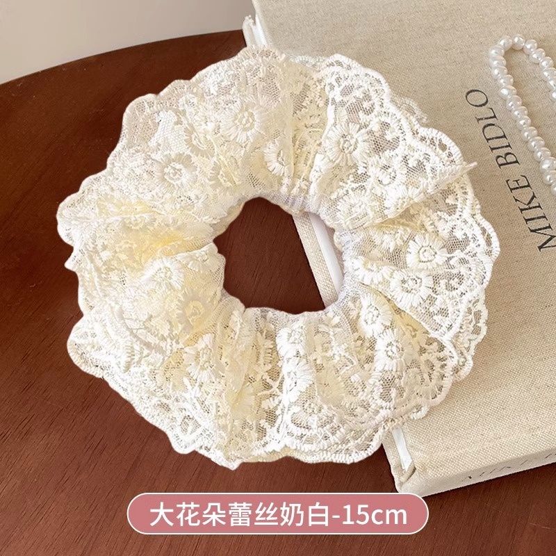 Women's Sweet Bun Scrunchie Hair Tie Multi-layer Lace Knit Cloth