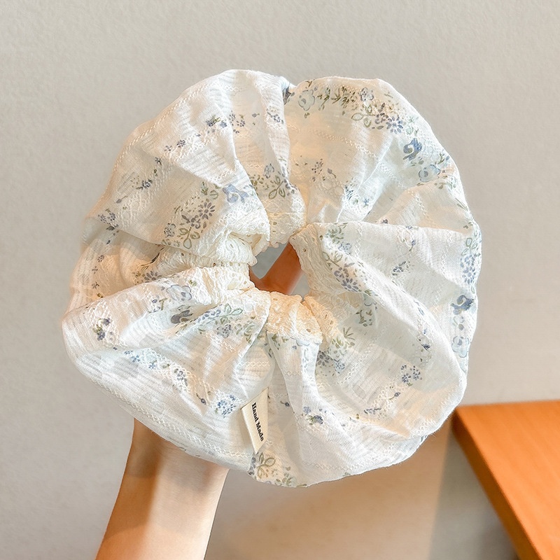 Women's Cloth Lace Scarf Scrunchie Daily Hair Tie Spring Tulip Floral