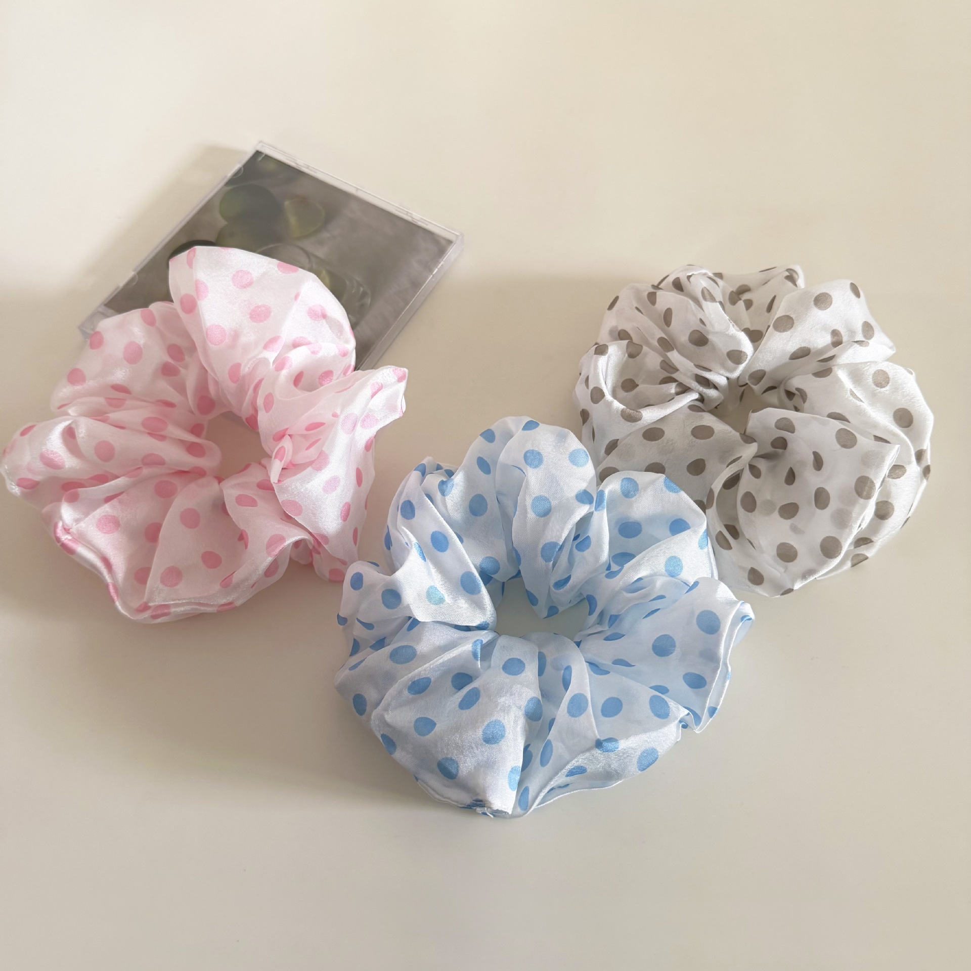Women's Casual Soft Tulle Hair Tie Scrunchie Polka Dot Pattern