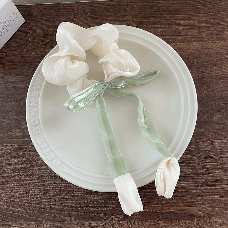 Women's IG Style Holiday Cloth Hair Tie Sweet Tulip Flower Bow Knot