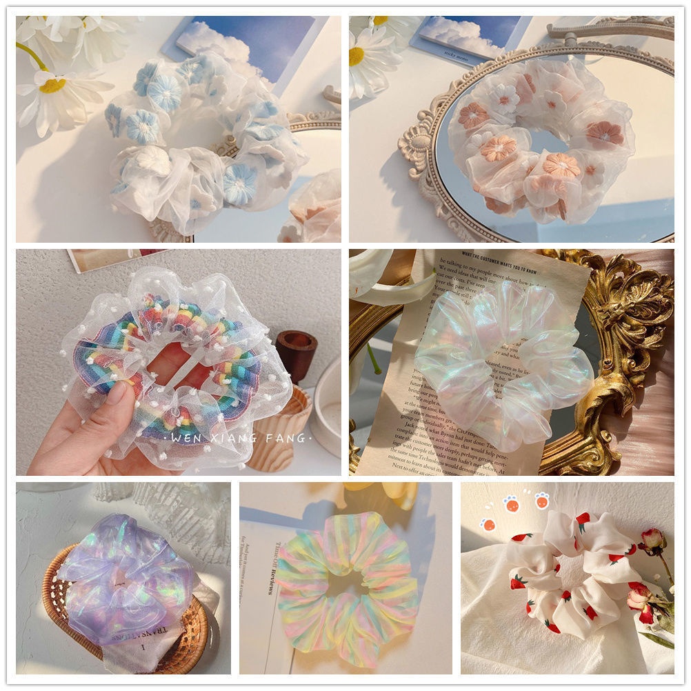 Women's Cute Daily Organza Hair Tie Lattice Flower Bow Knot