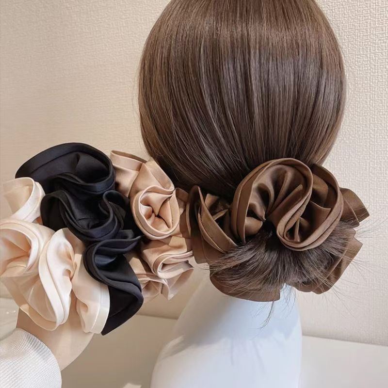 Women's Retro Silk Satin Daily Travel Hair Scrunchie Solid Color