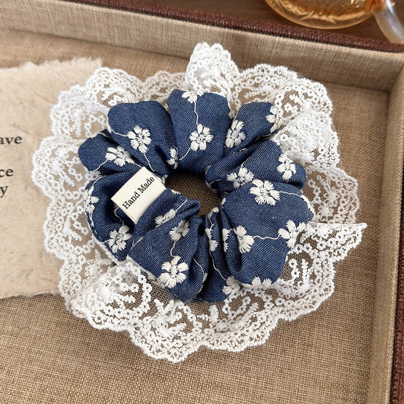 Women's Casual Daily Lace Scrunchie Hair Tie Classic Floral Cloth