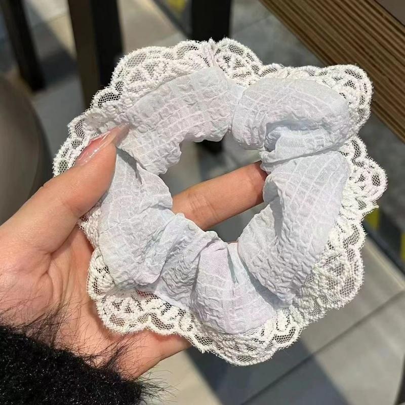 Women's Spring High-End Silky Pleated Pearl Streamer Large Hair Ring