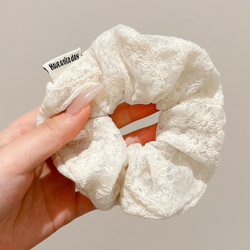 Women's Handmade Spring Ponytail Hair Scrunchie Checkered Fabric