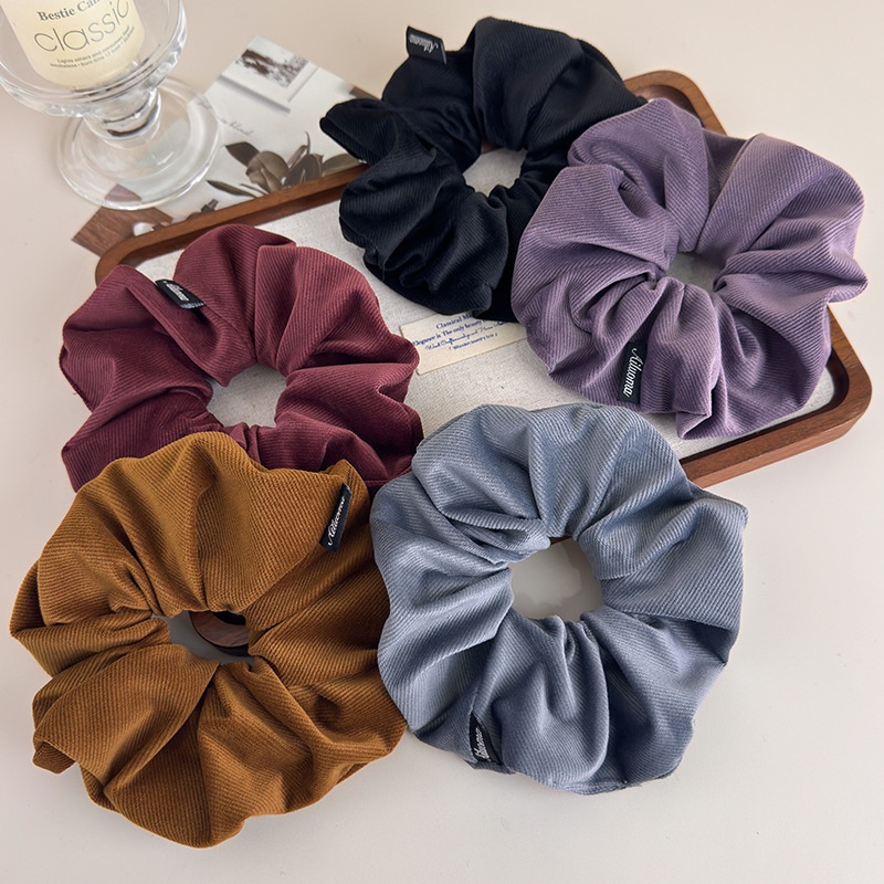 Women's Winter Twill Velvet Scrunchie Ponytail Hair Tie Solid Color