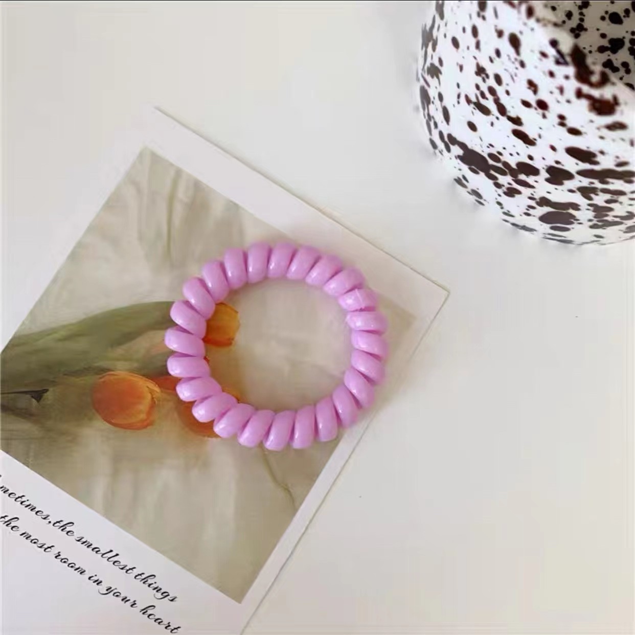 Girls Sweet Traceless Spiral Telephone Wire Hair Ties Candy Color