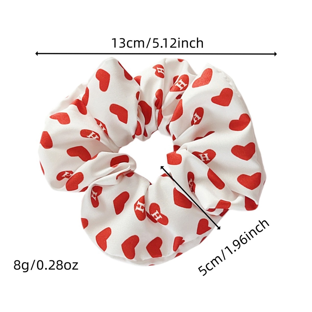 Women's Valentine Cloth Elastic Hairband Red White Beige Heart