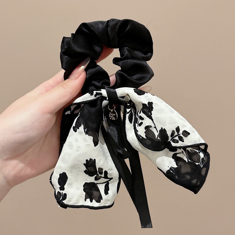 Women's Handmade Spring Ponytail Hair Scrunchie Checkered Fabric