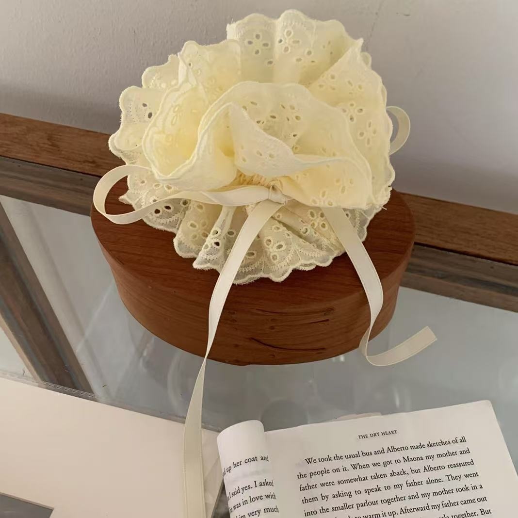 Women's High-End Large Cloth Bun Scrunchie Hair Tie Striped