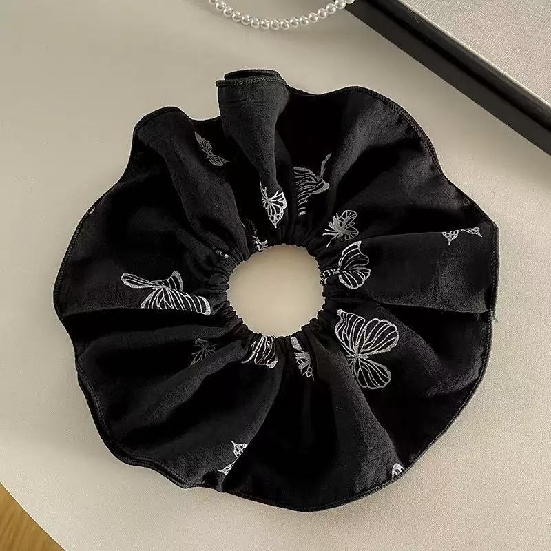 Women's High-End Large Cloth Bun Scrunchie Hair Tie Striped