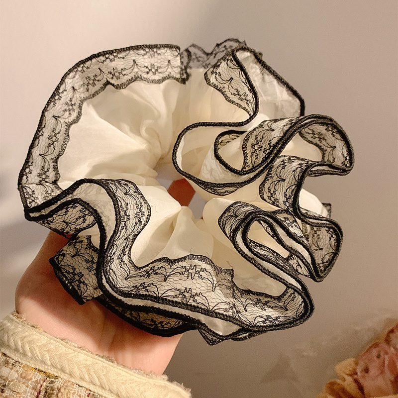 Women's Handmade Spring Ponytail Hair Scrunchie Checkered Fabric