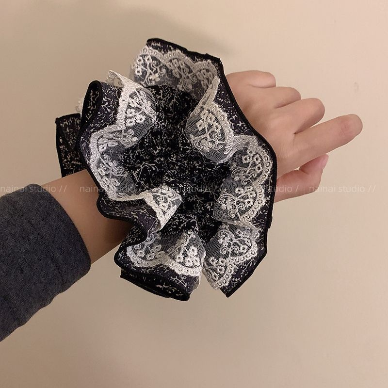 Women's Handmade Spring Ponytail Hair Scrunchie Checkered Fabric