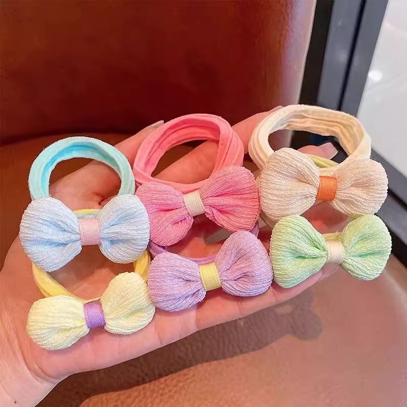 Girls High Elastic Cloth Ponytail Hair Bands Bright Dopamine Colors