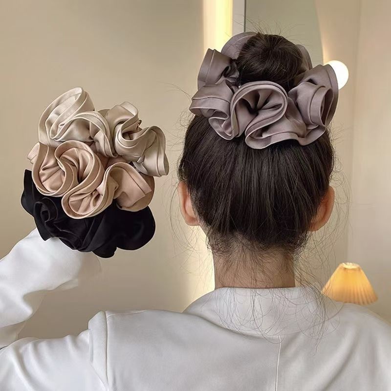 Women's Retro Silk Satin Daily Travel Hair Scrunchie Solid Color