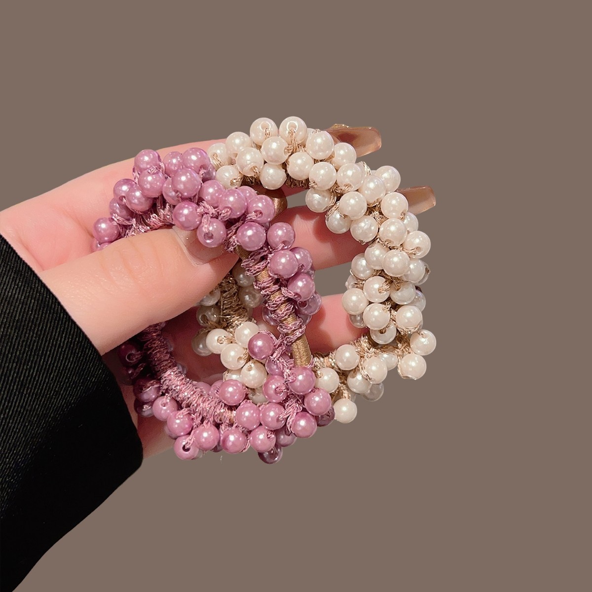 Women's Pearl Beaded Non-Slip Hair Tie For All Seasons Solid Color