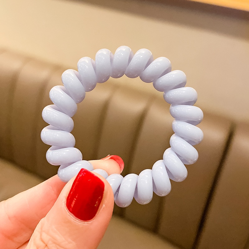 Girls Sweet Traceless Spiral Telephone Wire Hair Ties Candy Color