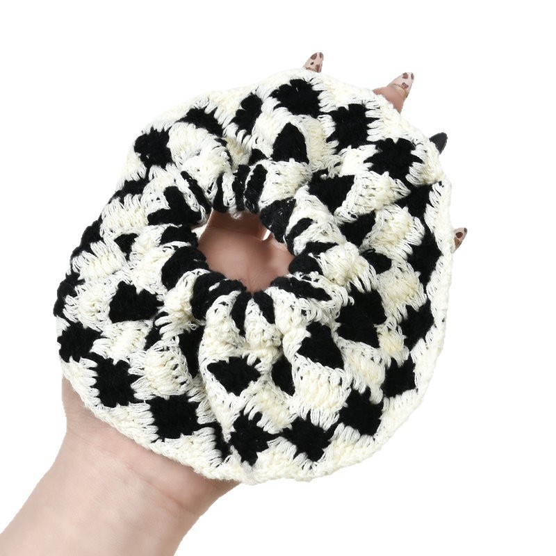 Women's Handmade Knitted Wool Ponytail Hair Tie Floral Butterfly Knot